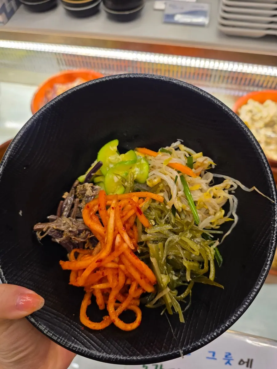 Bibimbap made with self bar side dishes