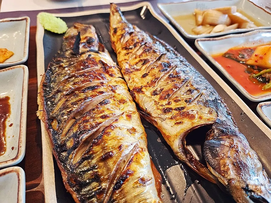 Wood-fired mackerel grilled crispy on the outside