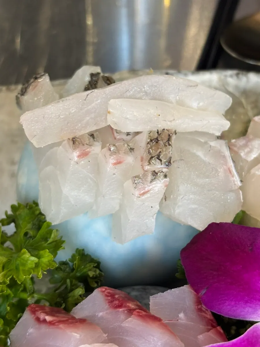 Mild, chewy red seabream sashimi