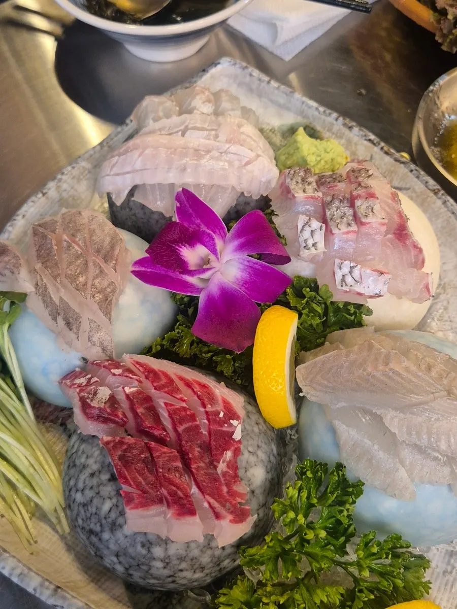 Elegantly plated sashimi dish
