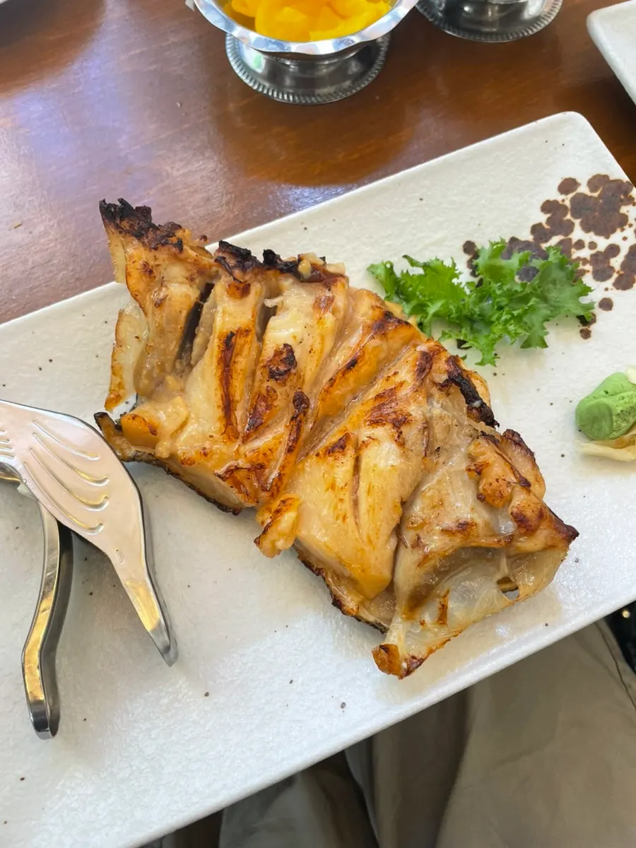 Miso-grilled black cod brushed with miso paste