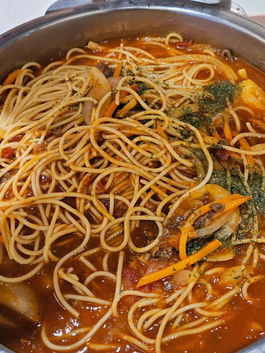 Assortment of shabu-shabu ingredients