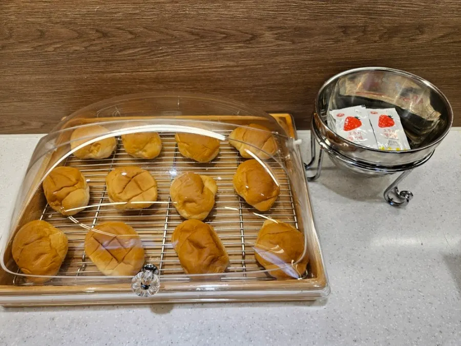 Fries and fried dumplings at the salad bar