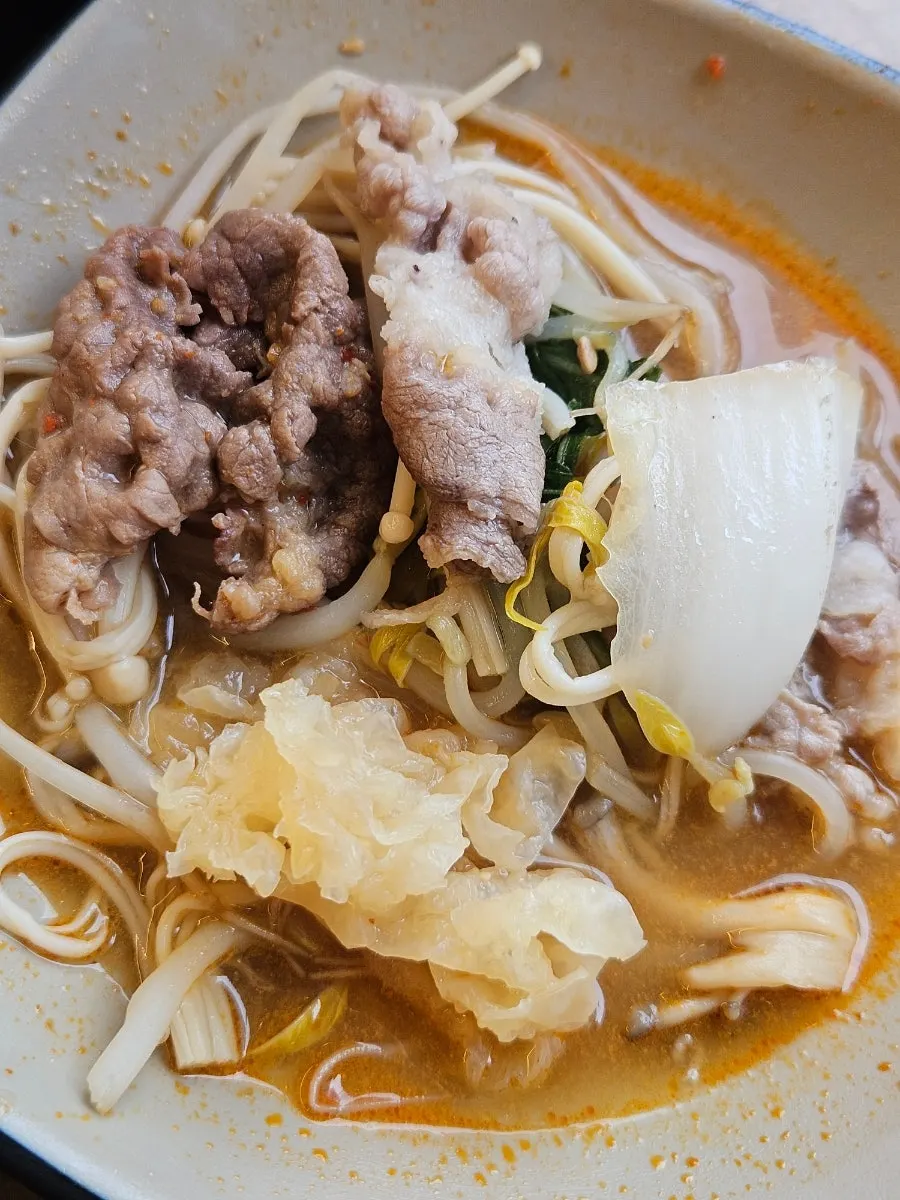 Finishing the shabu-shabu meal
