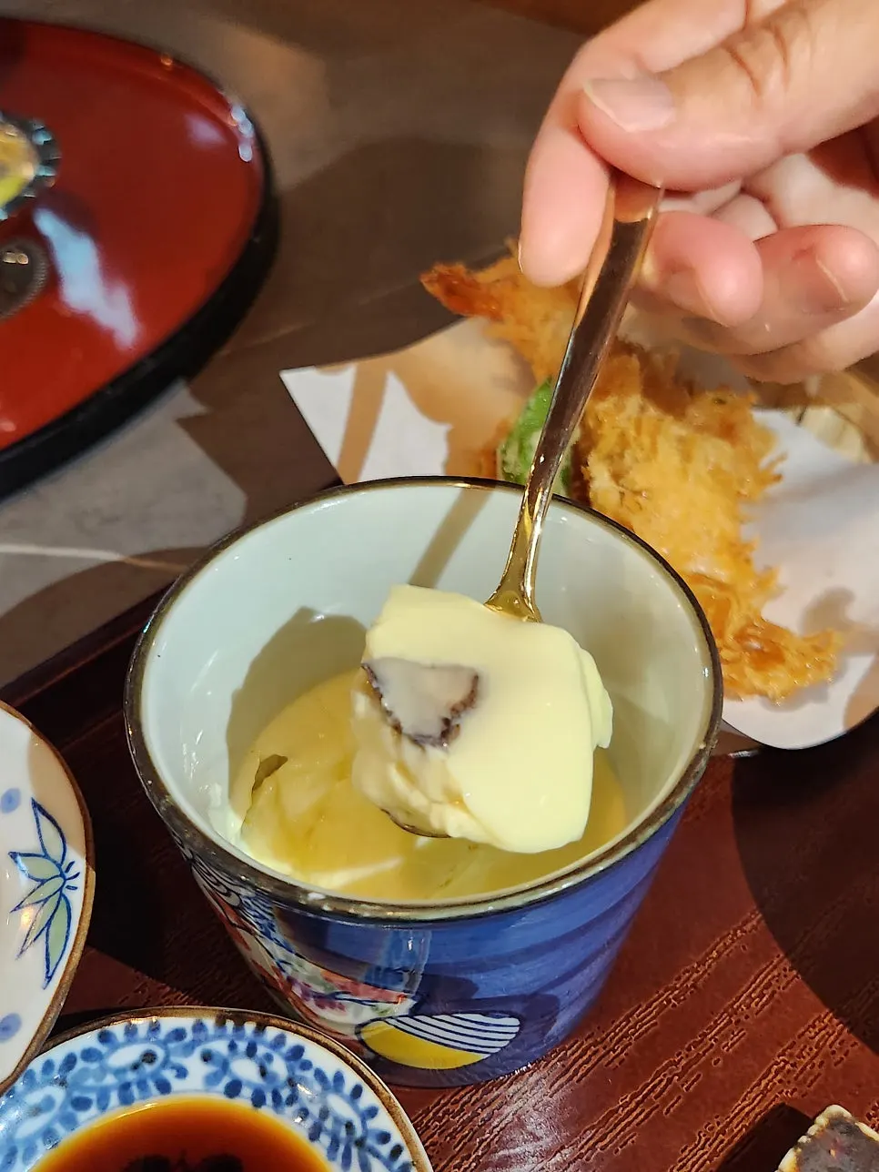 Japanese steamed egg and tempura