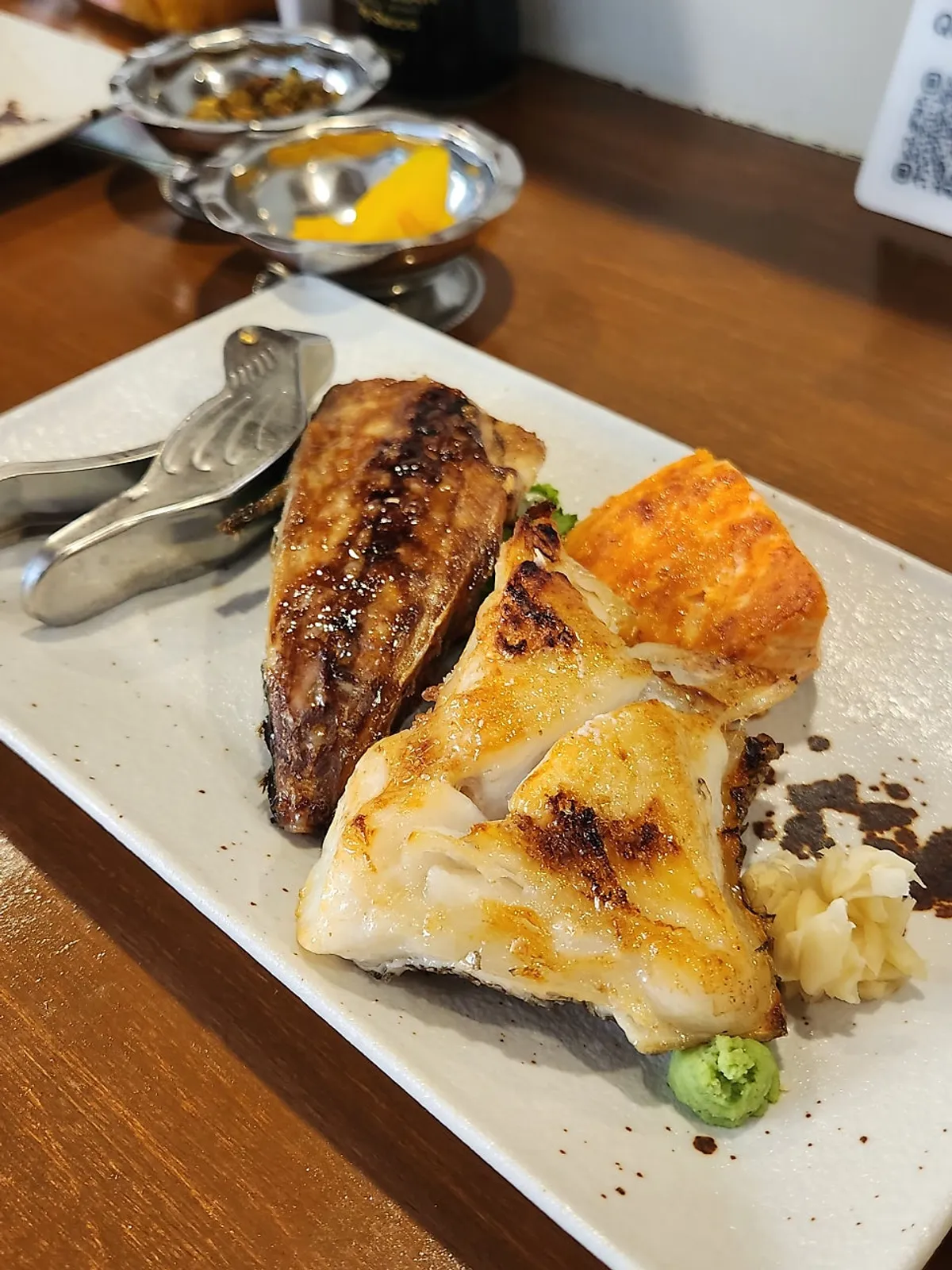 A generous portion of salt-grilled atka mackerel