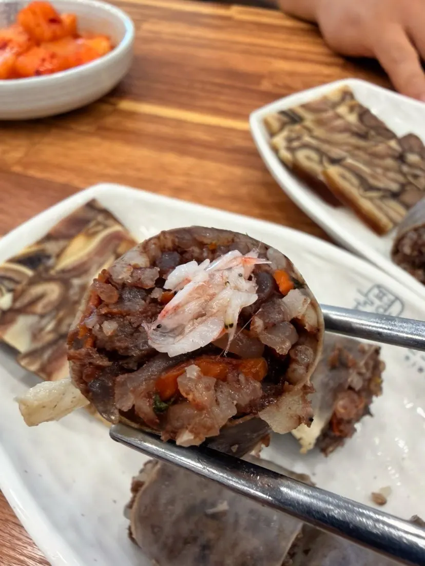 Traditional sundae topped with saeujeot