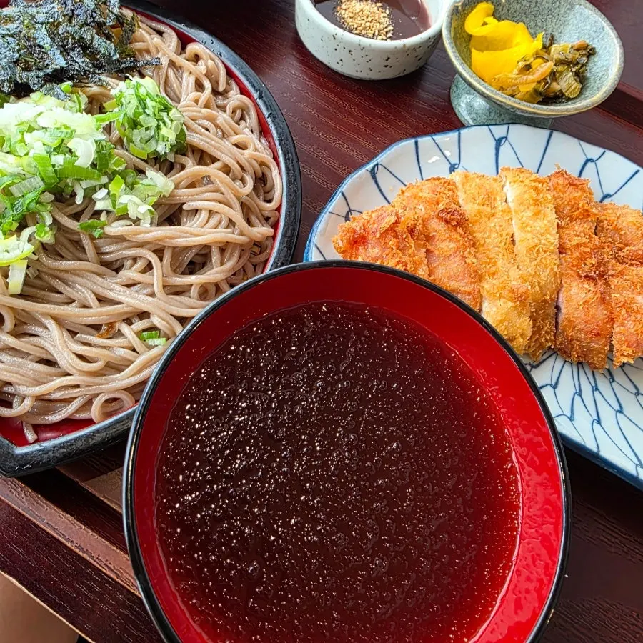 Cold soba served with the dipping broth