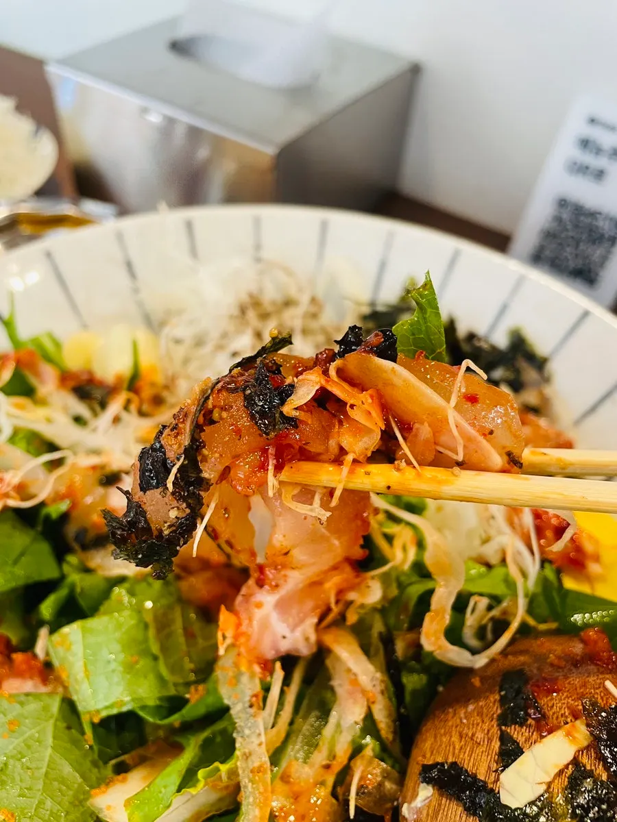 Wrapping up lunch at Min Cook Misoyaki