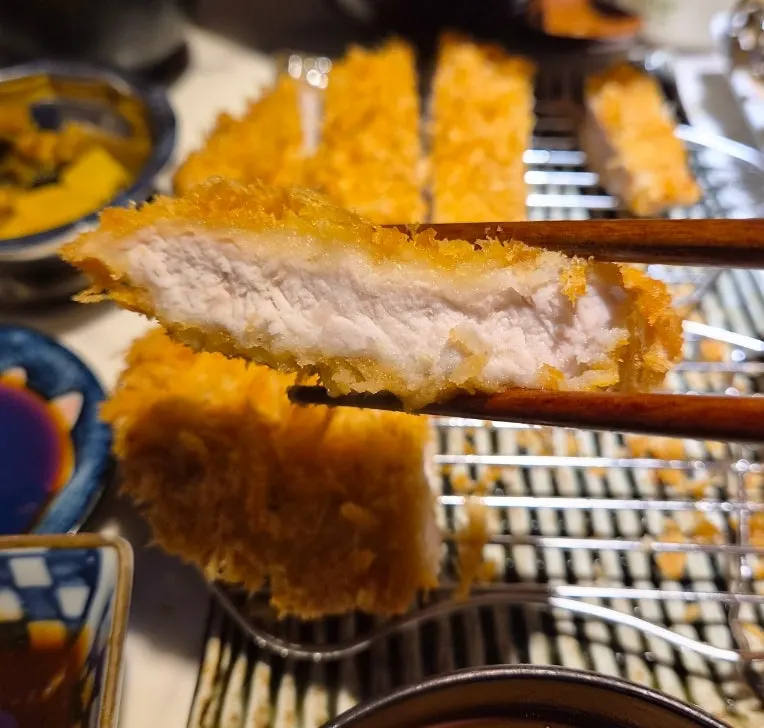 Thick-cut slices of pork katsu