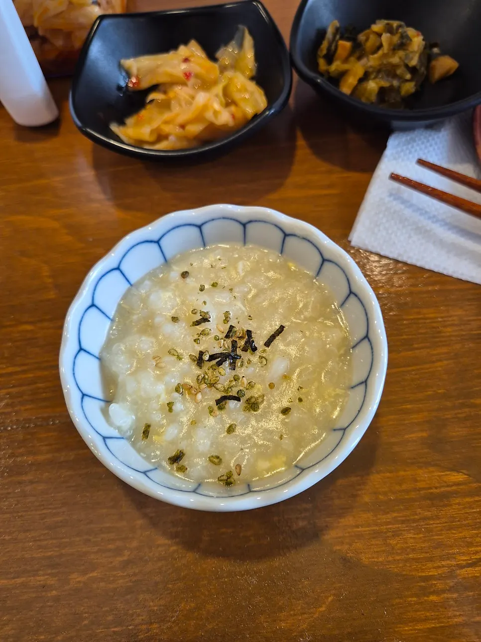 Complimentary egg porridge