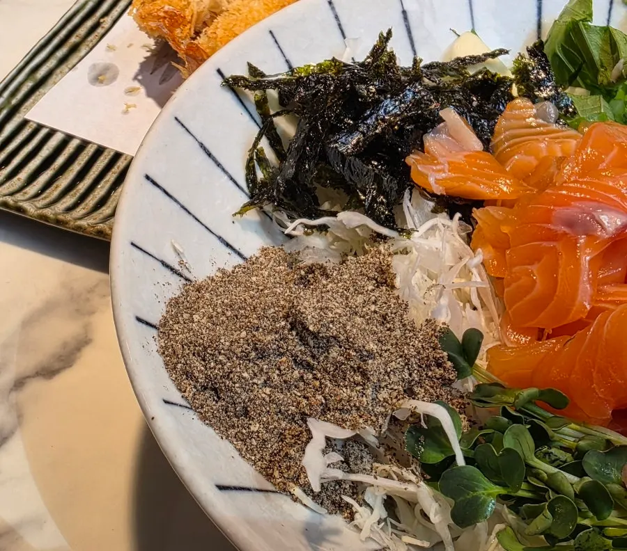 Salmon hoedeopbap mixed with chojang sauce