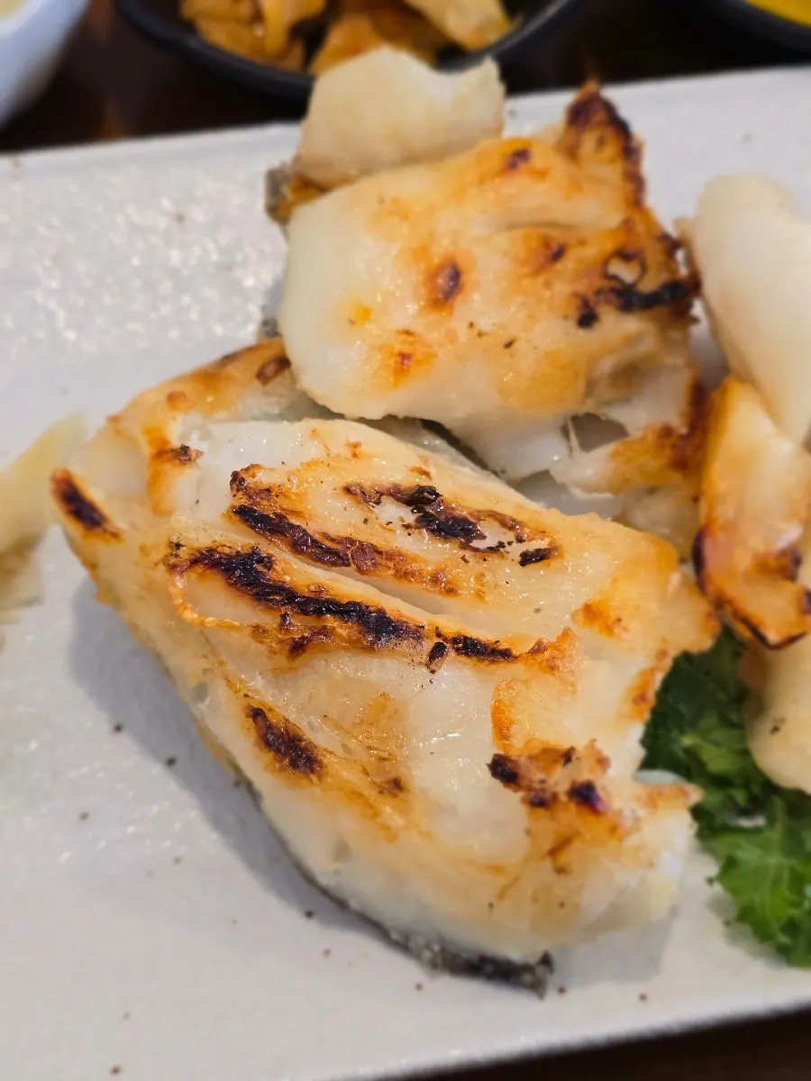 Thick, meaty salt-grilled black cod