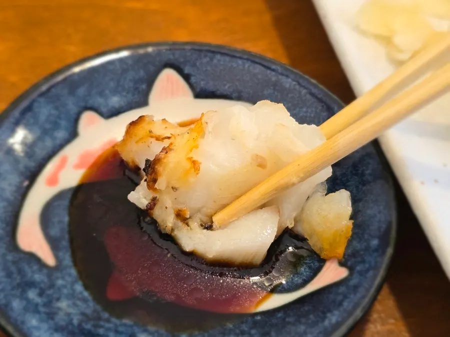 Black cod grill served with soy sauce and wasabi