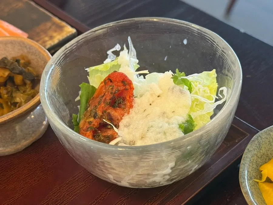 Sweet pumpkin fritter served with the sushi set