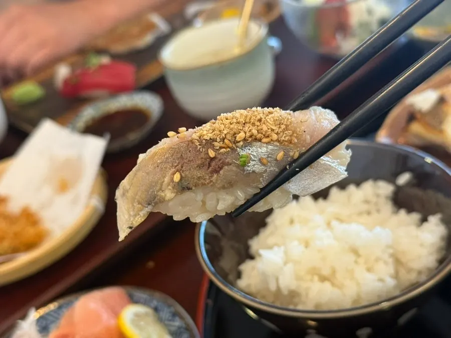 Close-up of sushi with rice that isn't too thick
