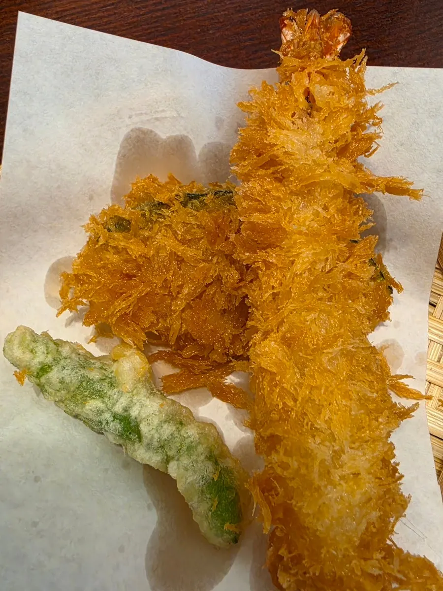 Tempura served with the special sushi set