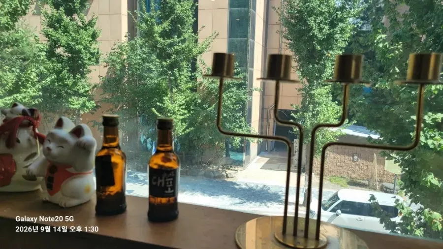 View of the restaurant atmosphere from a 2nd-floor window seat