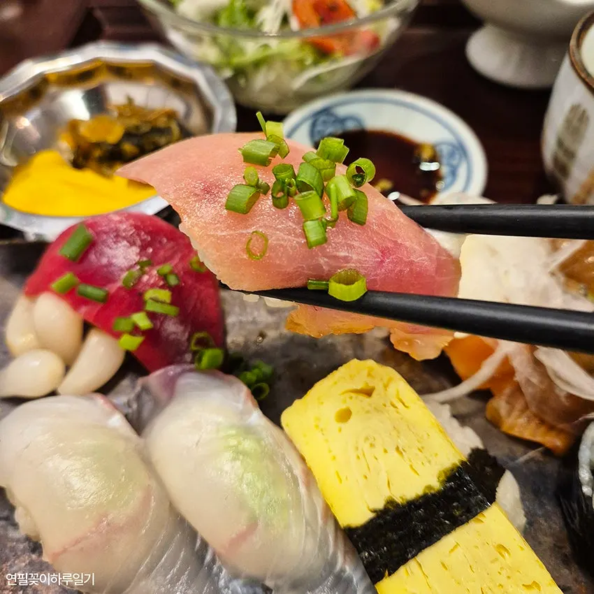 Final stage of the special sushi set spread