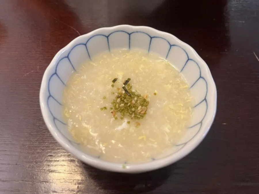 Warm egg porridge served first