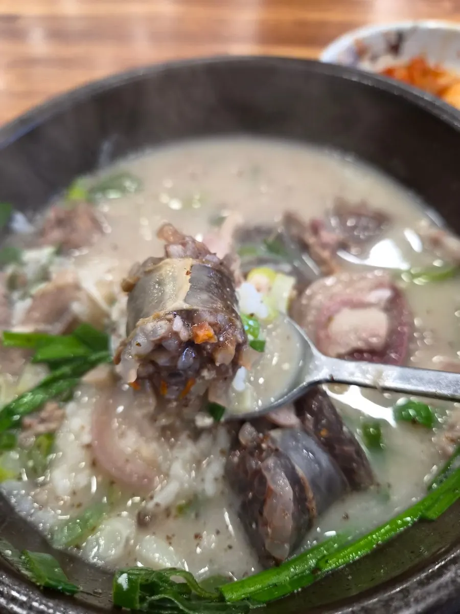 Sundae-guk and galbi mandu together