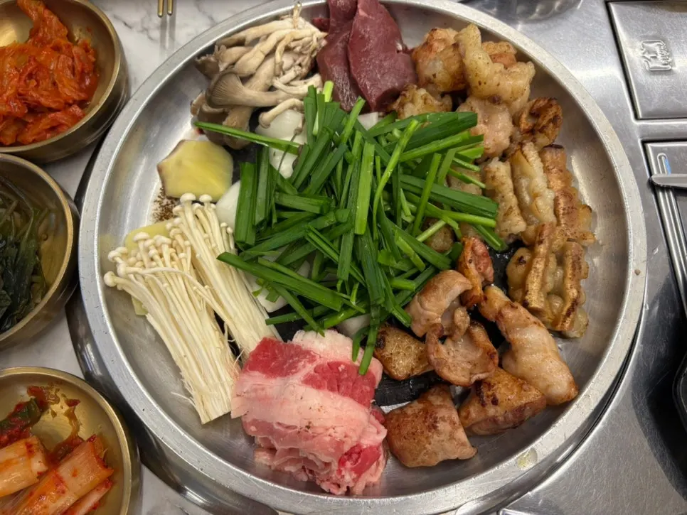 A plate of banchan taken from the self-serve bar
