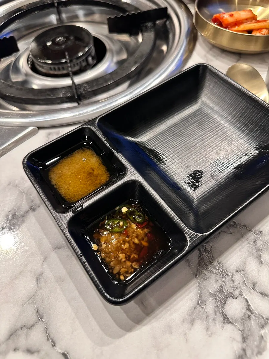 Neatly arranged basic banchan side dishes