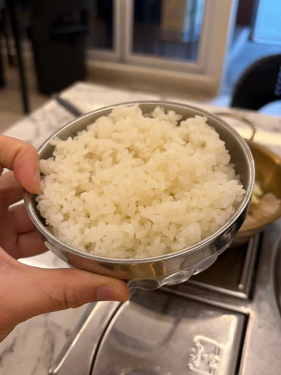 A bowl of rice served for the child