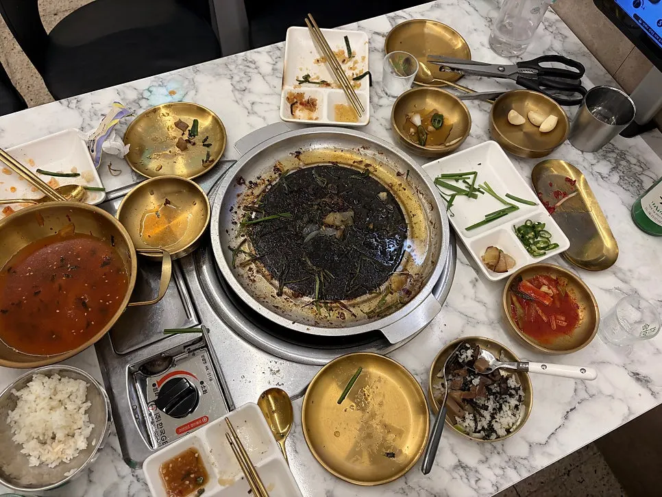 The grill near the end of the meal