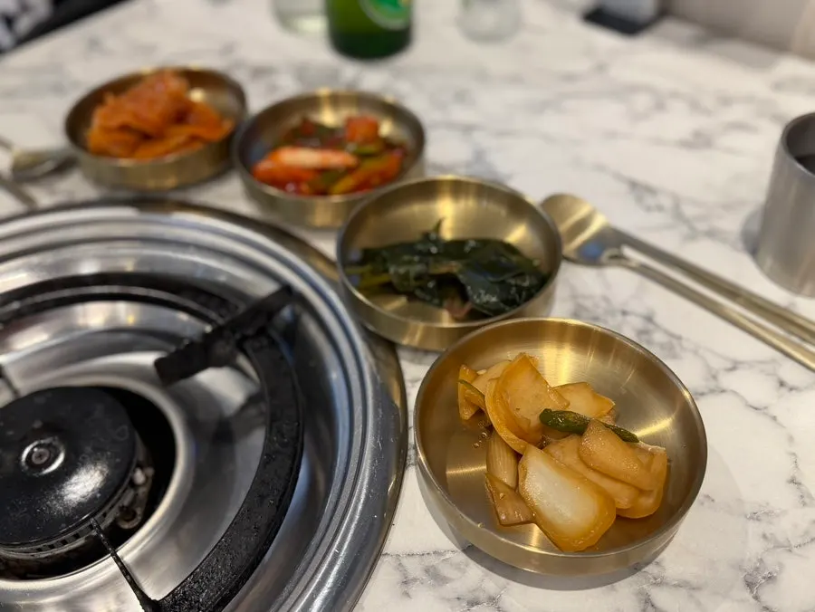 Banchan set on the table before the gopchang arrives