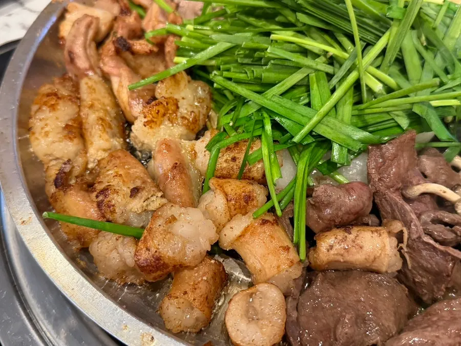 Cross-section of gopchang packed full of fat