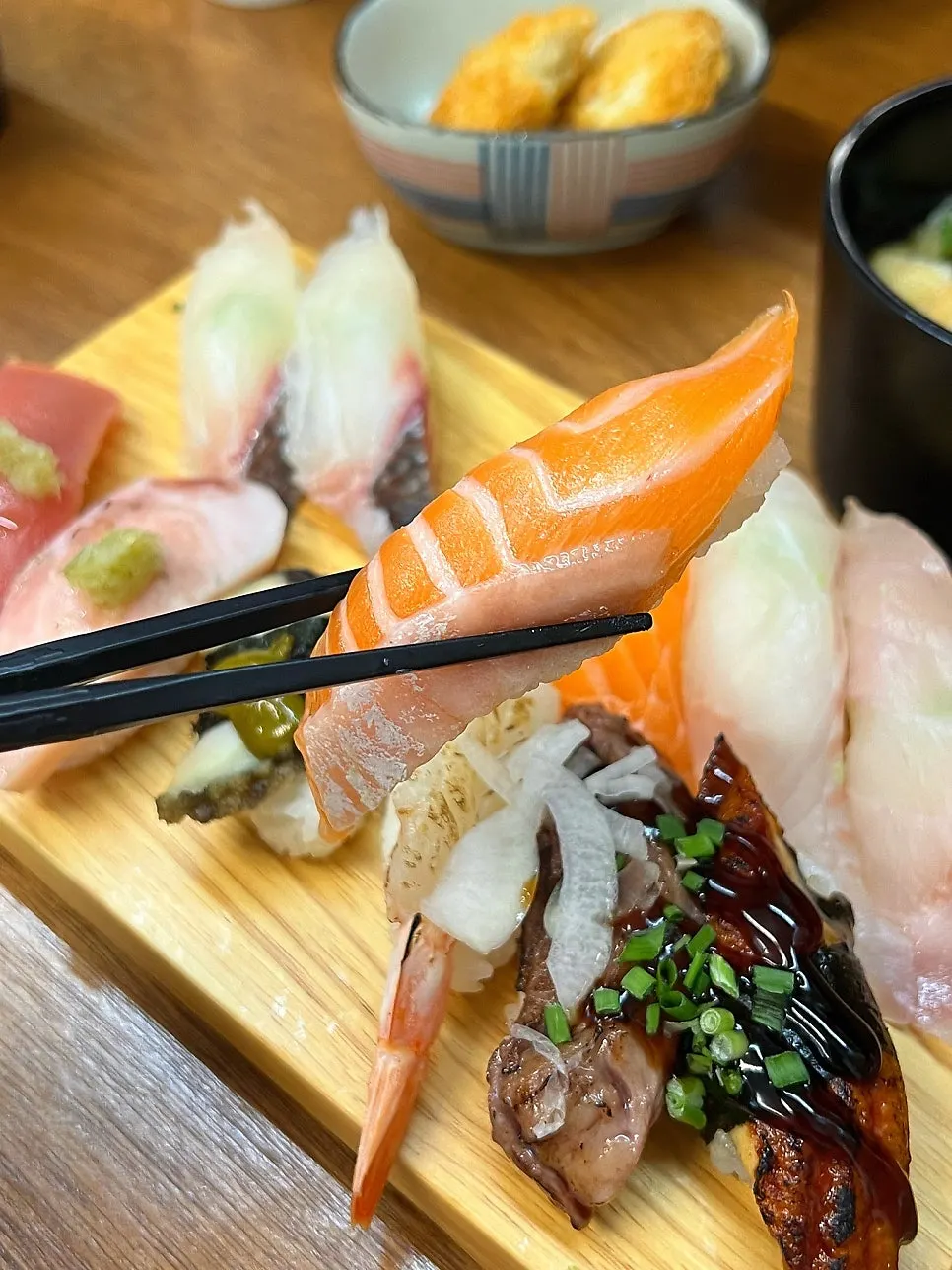Salmon belly sushi from the VIP Sushi set