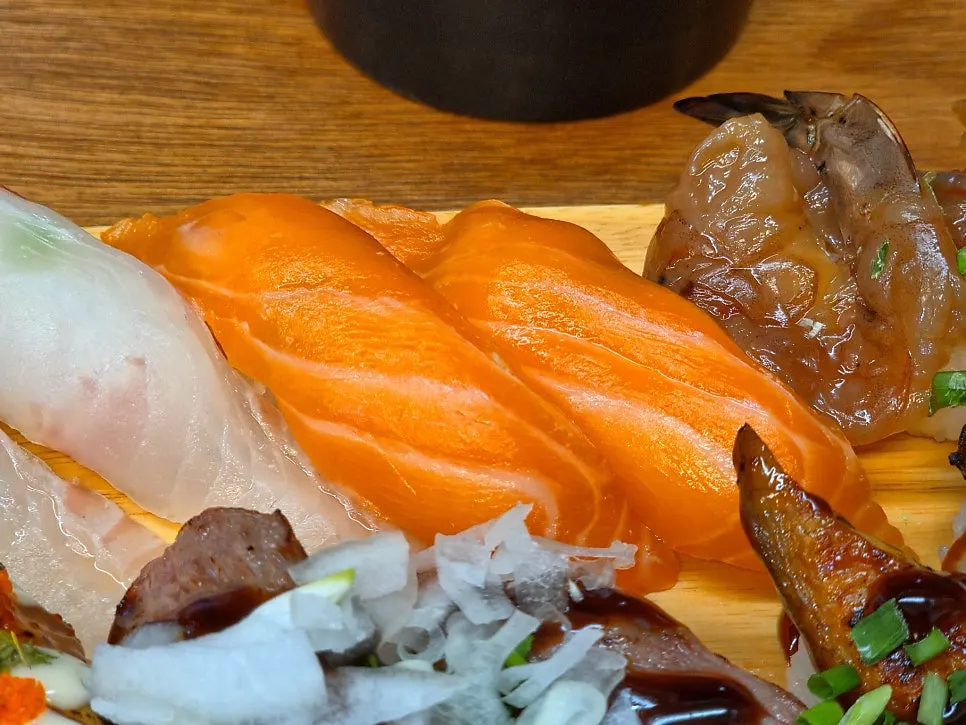 Close-up of the Popular 6-Type Assorted Sushi plate