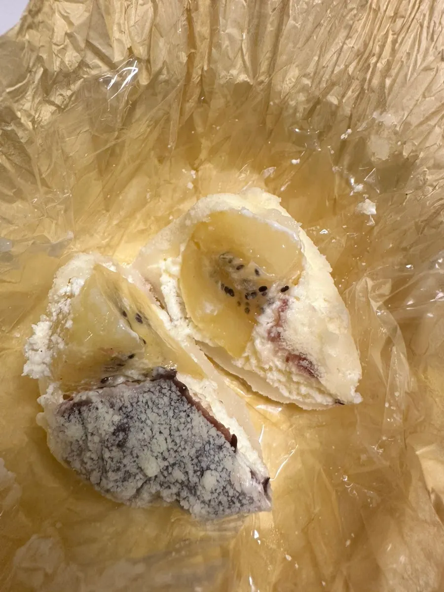 Kiwi mochi with a whole kiwi inside