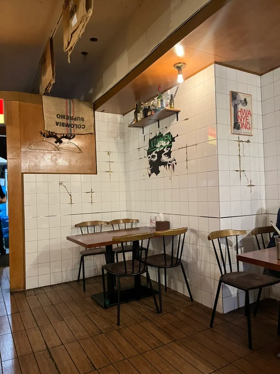 Overview of the dining room with weekday evening customers