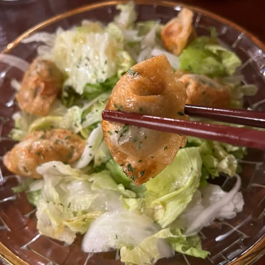 A plate of complimentary salad