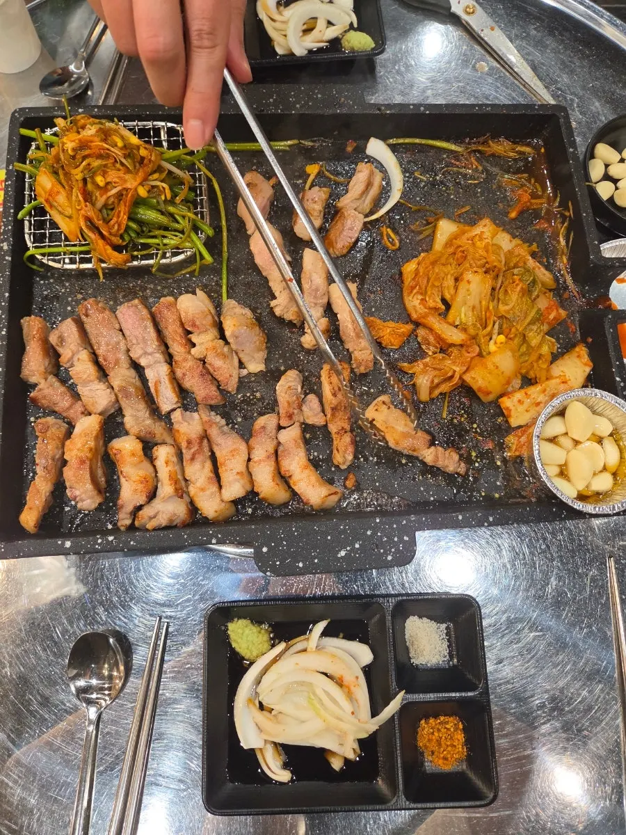 Golden-browned minari pork belly
