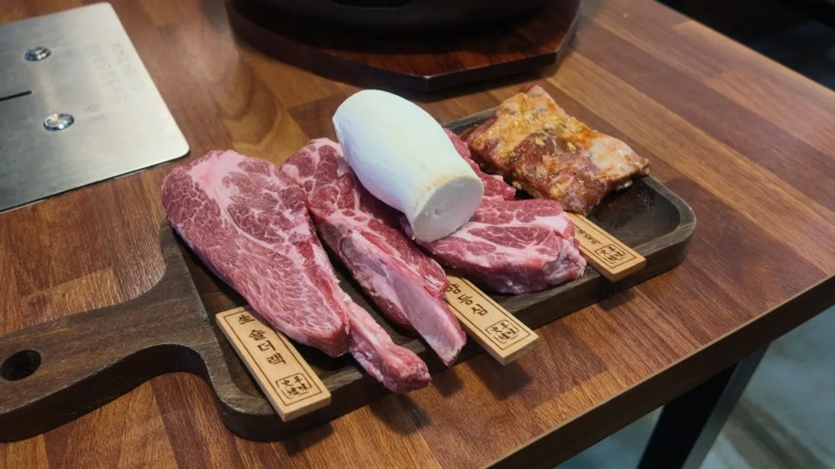 One plate of the Special Mixed Set with shoulder rack, lamb sirloin, and seasoned lamb short ribs