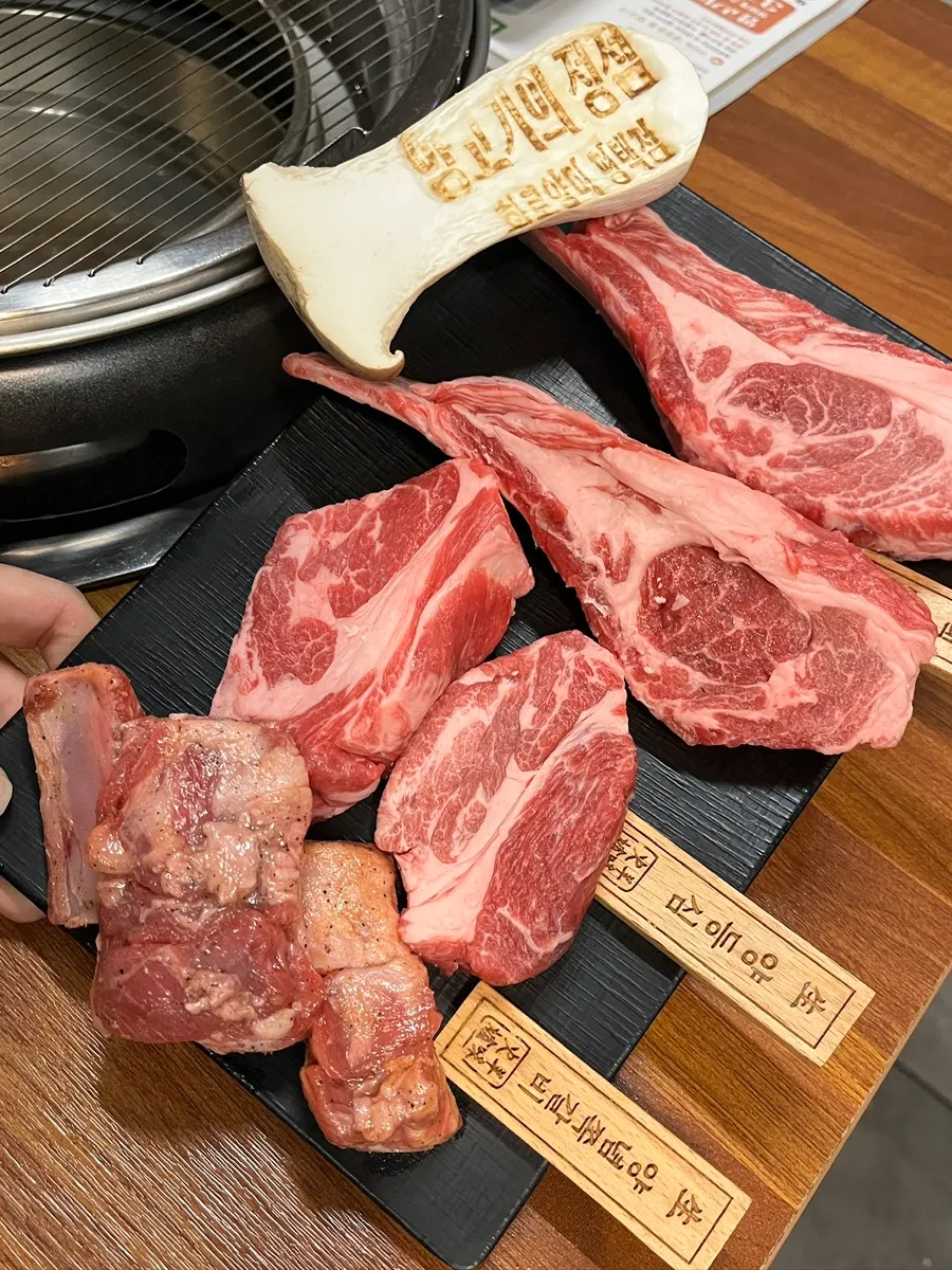 Mixed lamb platter enjoyed by two people