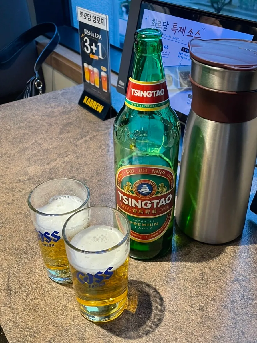 양꼬치와 함께 마신 칭따오 맥주