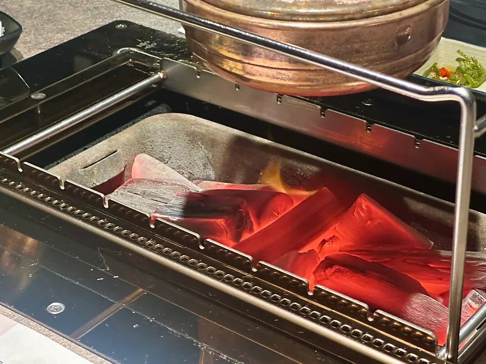 Charcoal grill set on the table