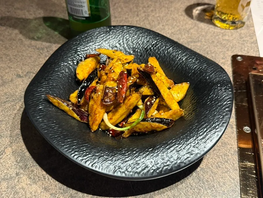 Mala eggplant fritters side dish