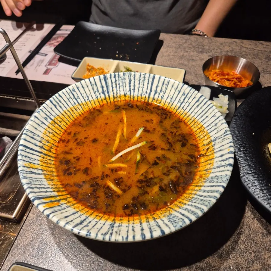 Hot noodle soup ordered to finish the meal
