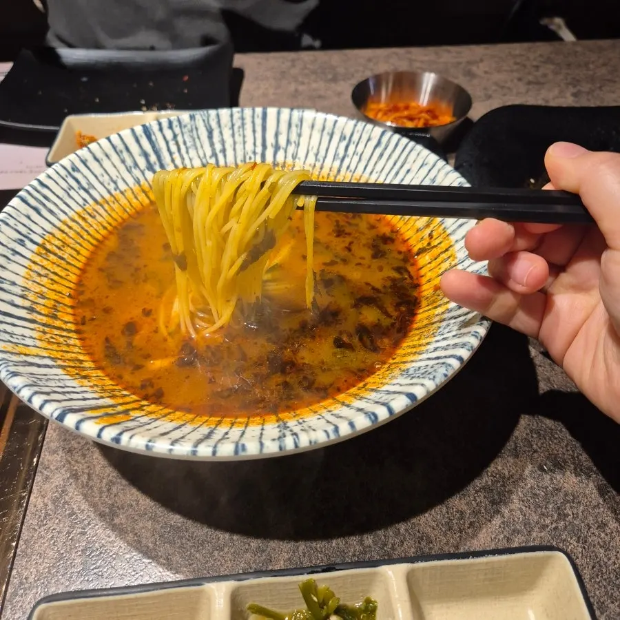 Noodles in a spicy hot broth