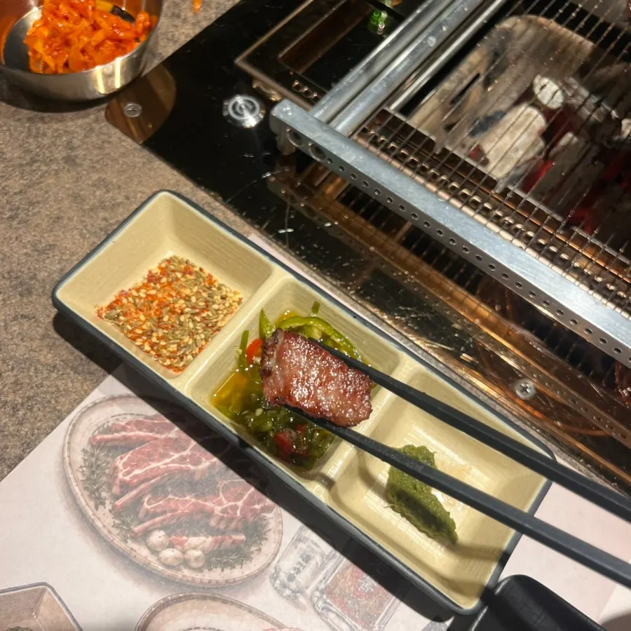Close-up of lamb chops on the charcoal grill