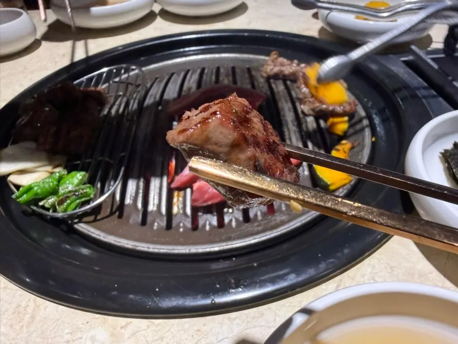 Close-up of grilled ribeye