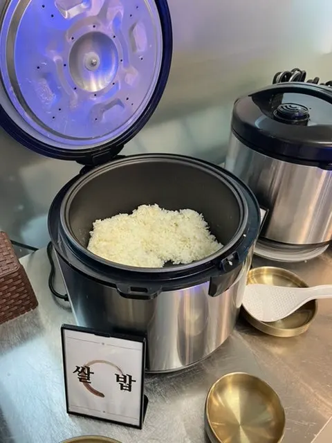 Self-serve bar with rice and soup