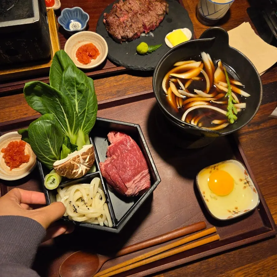 All three ordered dishes laid out on the table