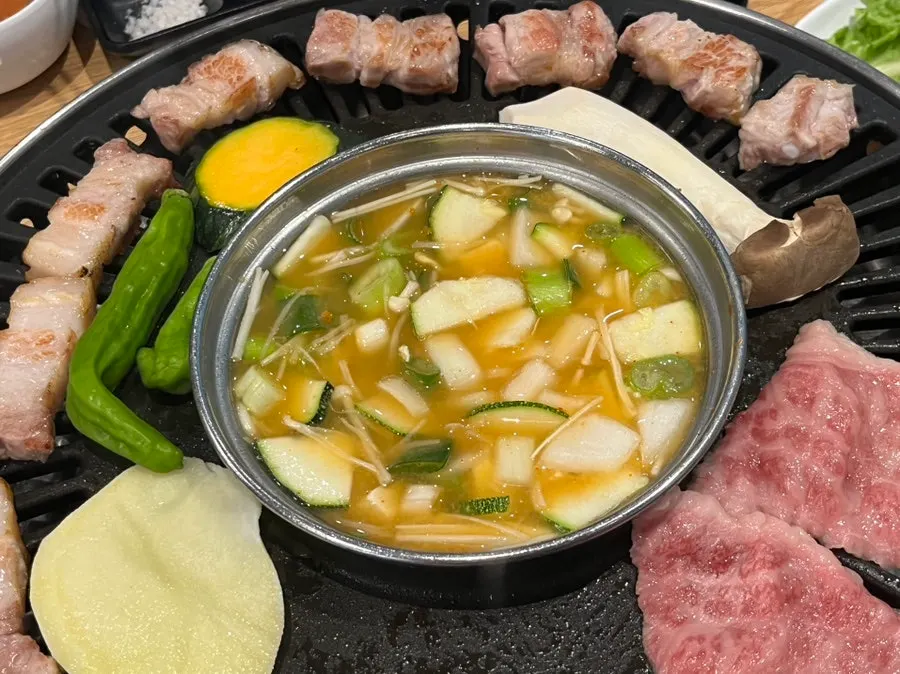 화성시청 고기집 차돌박이·삼겹살 세 번째 방문 사골라면, 모락모락정육식당