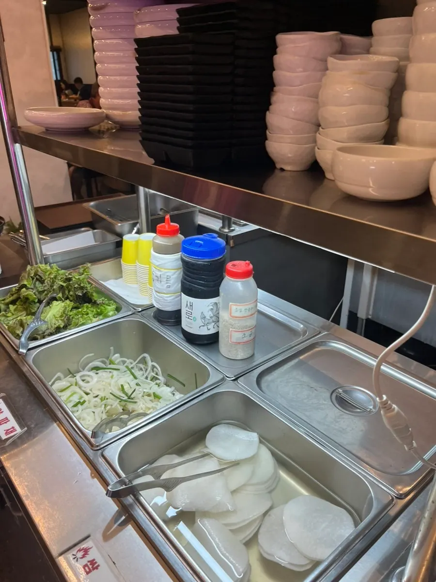 Taco ingredients station at the self-bar